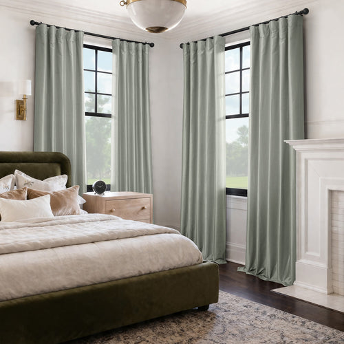 Silver Vintage Textured Faux Dupioni Silk Blackout Curtain