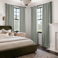 Silver Vintage Textured Faux Dupioni Silk Blackout Curtain