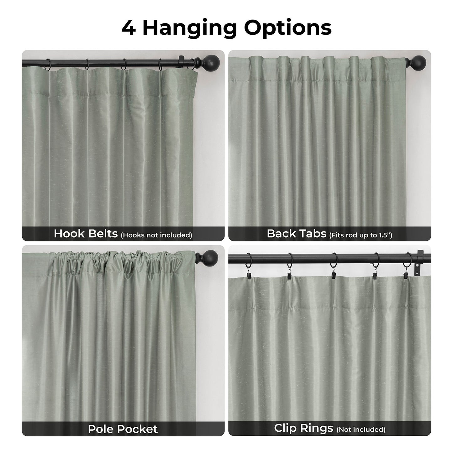 Silver Vintage Textured Faux Dupioni Silk Blackout Curtain