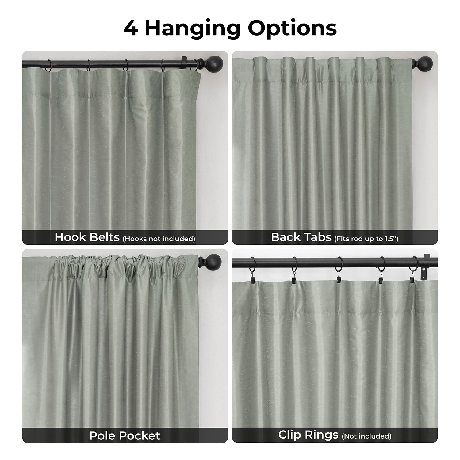 Silver Vintage Textured Faux Dupioni Silk Blackout Curtain