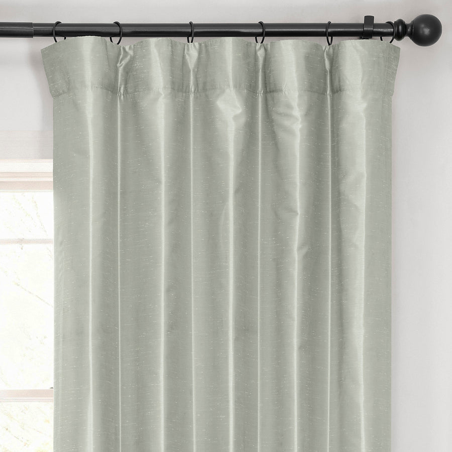 Silver Vintage Textured Faux Dupioni Silk Blackout Curtain