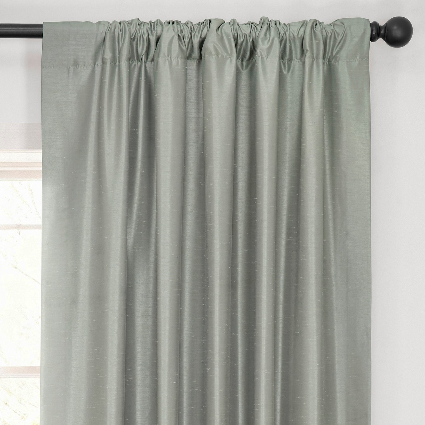 Silver Vintage Textured Faux Dupioni Silk Blackout Curtain