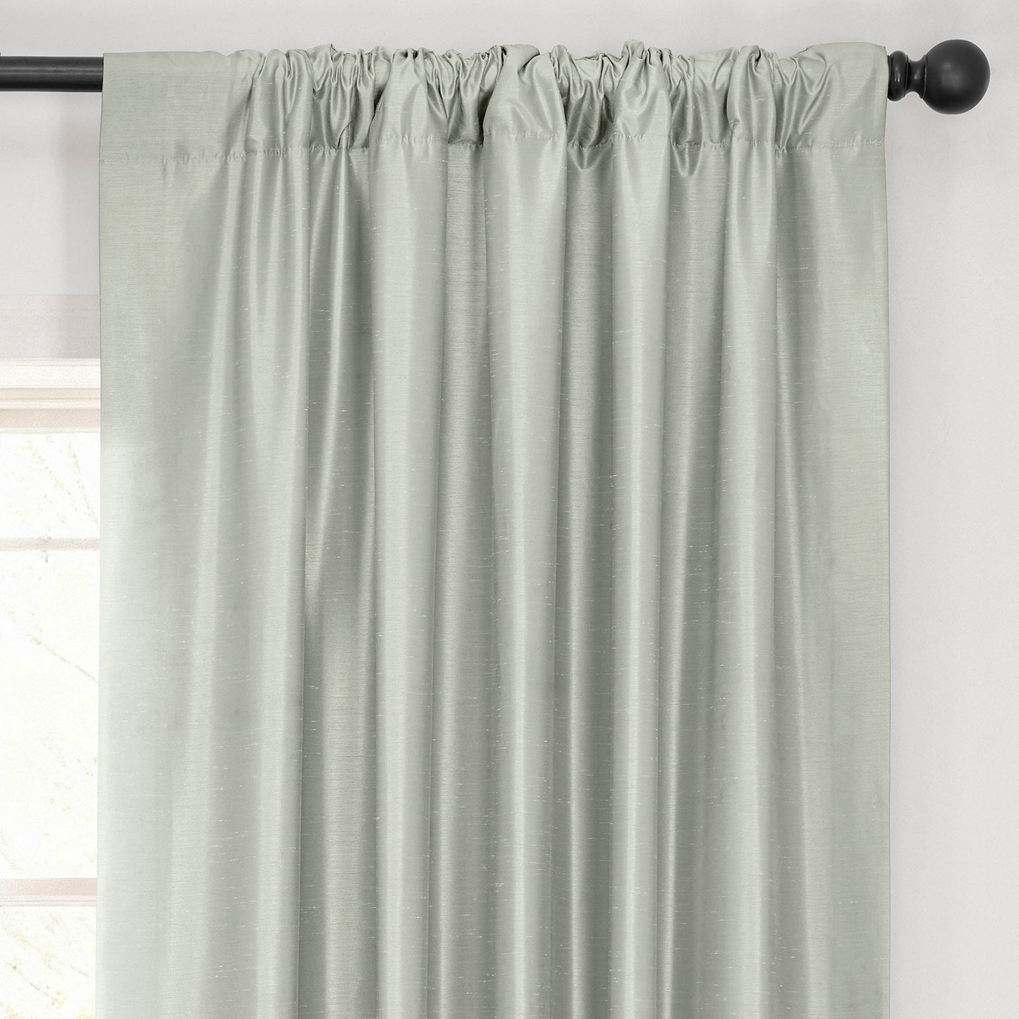Silver Vintage Textured Faux Dupioni Silk Blackout Curtain