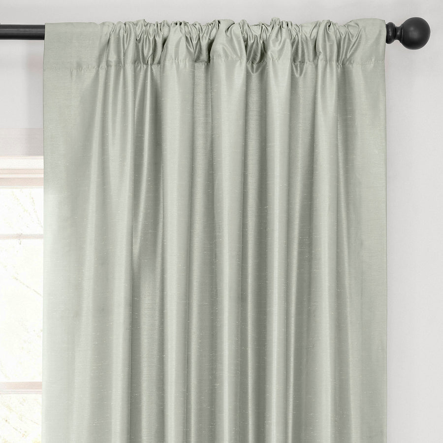 Silver Vintage Textured Faux Dupioni Silk Blackout Curtain