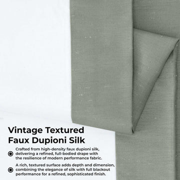 Sage Grey Vintage Textured Faux Dupioni Silk Blackout Curtain