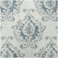 Aztec Geo Blue Damask Artisan Bloom Printed Cotton Twill Swatch