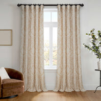 Vintage Damask Taupe Damask Artisan Bloom Printed Cotton Twill Room Darkening Curtain