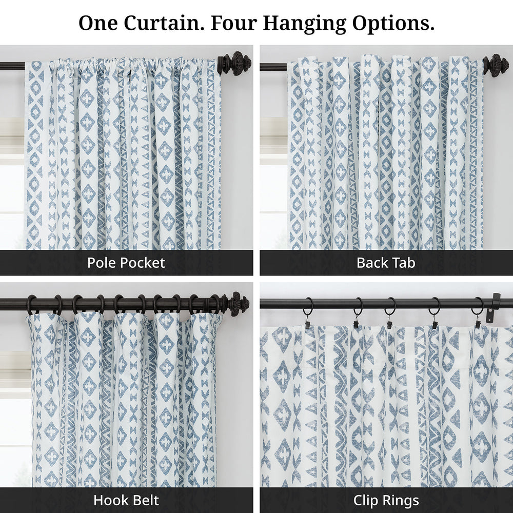 Heirloom Damask Teal Geometric Digital Printed Cotton Twill Room Darkening Curtain