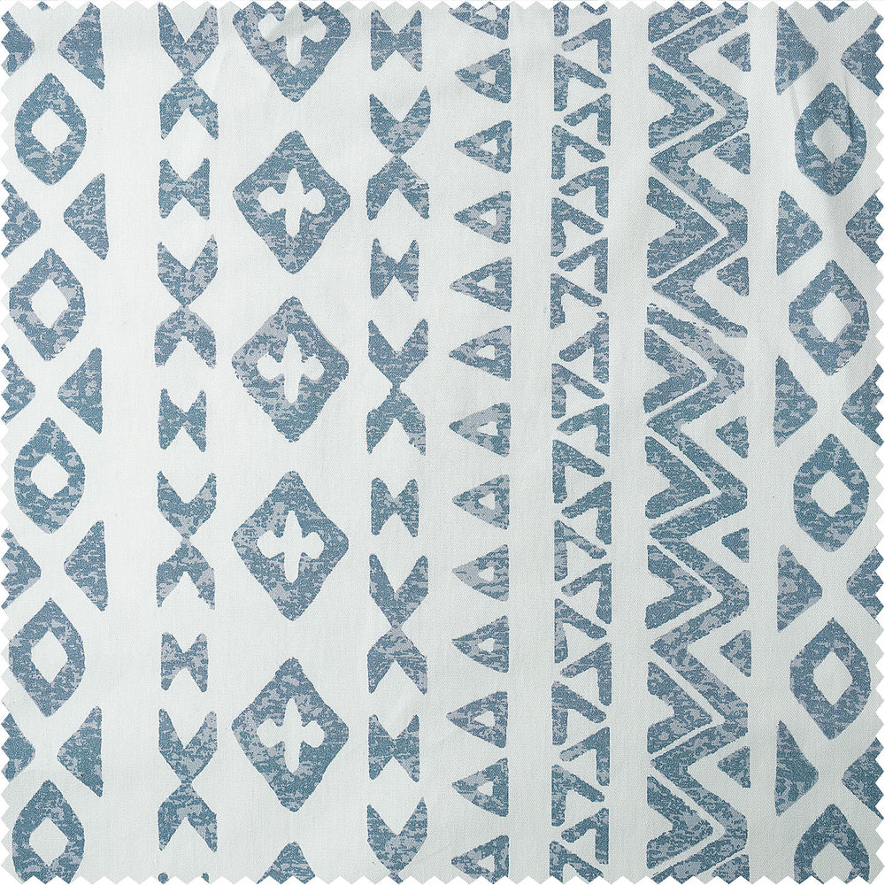 Heirloom Damask Teal Geometric Digital Printed Cotton Twill Custom Curtain