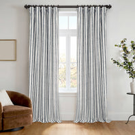 Ink Wash Stripe Navy Striped Digital Printed Cotton Twill Room Darkening Curtain