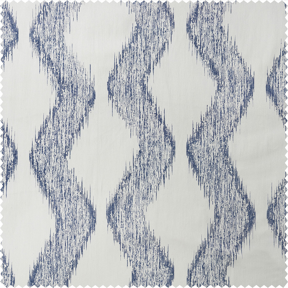 Ikat Wave Indigo Geometric Artisan Bloom Printed Cotton Twill Swatch
