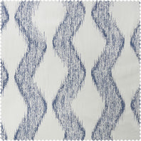 Ikat Wave Indigo Geometric Artisan Bloom Printed Cotton Twill Swatch
