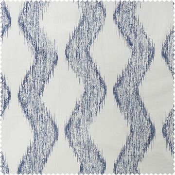 Ikat Wave Indigo Geometric Artisan Bloom Printed Cotton Twill Swatch
