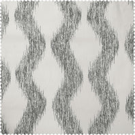 Ikat Wave Charcoal Geometric Artisan Bloom Printed Cotton Twill Swatch