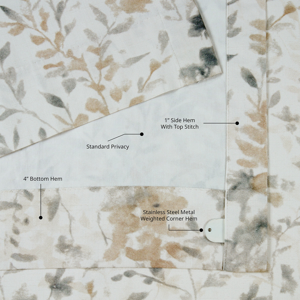 Meadow Bloom Honey Floral Artisan Bloom Printed Cotton Twill Room Darkening Curtain