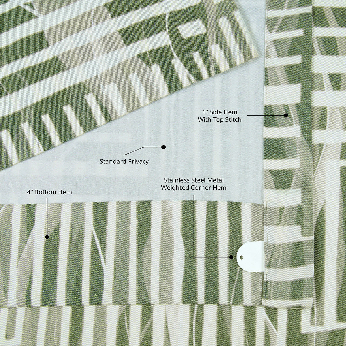 Woven Abstract Green Abstract Artisan Bloom Printed Cotton Twill Room Darkening Curtain