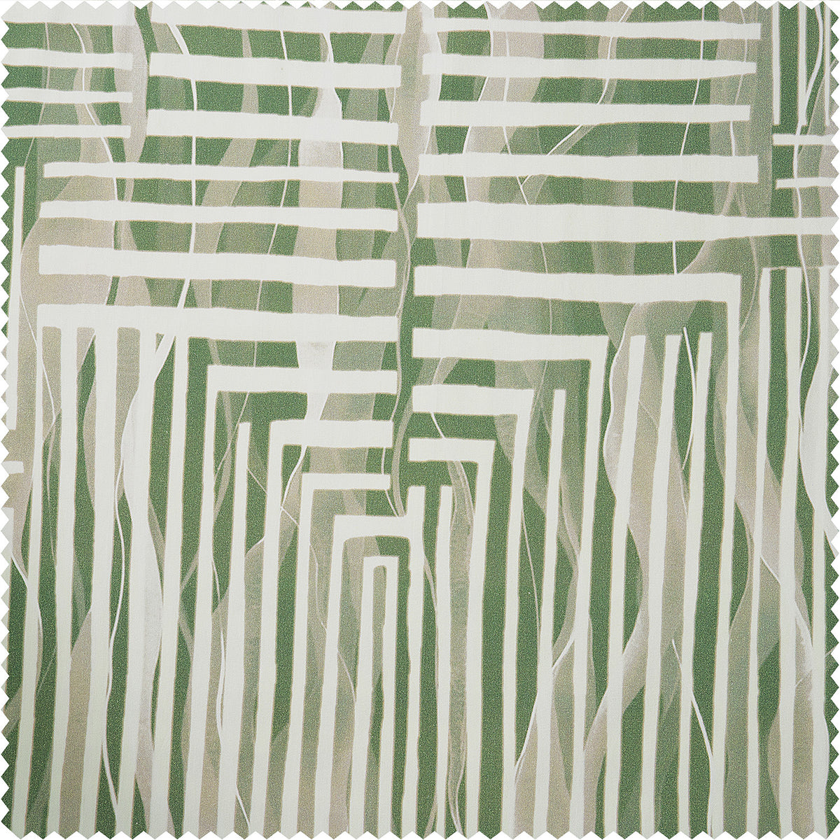 Woven Abstract Green Abstract Artisan Bloom Printed Cotton Twill Custom Curtain