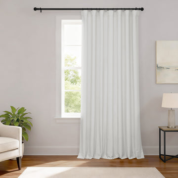 Off White Extra Wide Performance Linen Hotel Blackout Curtain