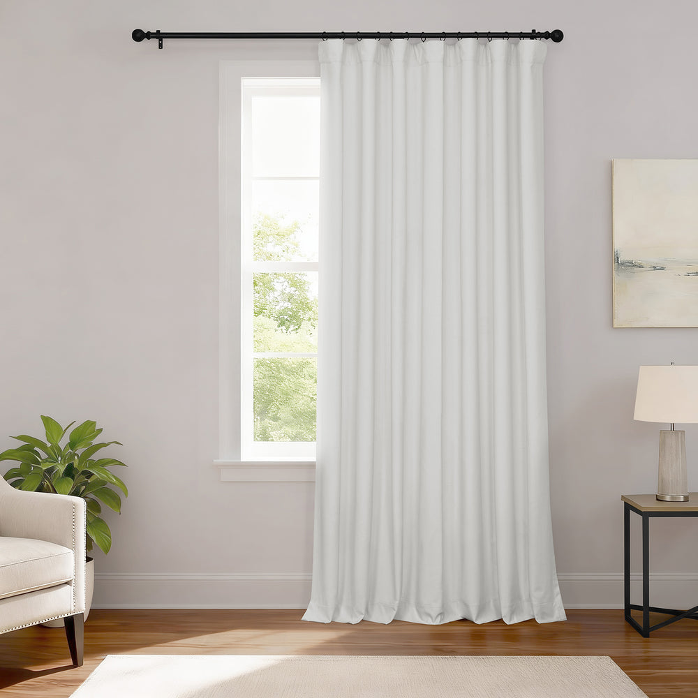 Off White Extra Wide Performance Linen Hotel Blackout Curtain