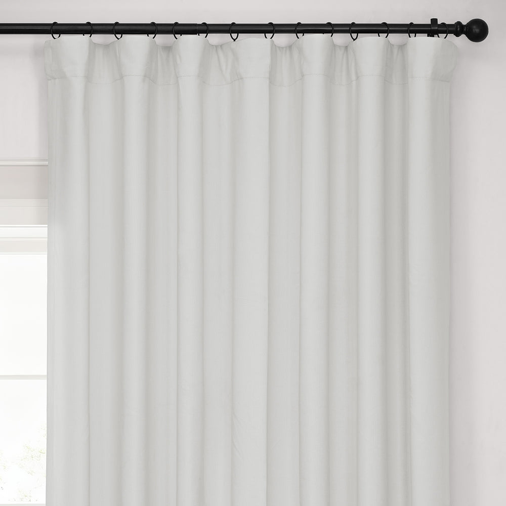 Off White Extra Wide Performance Linen Hotel Blackout Curtain