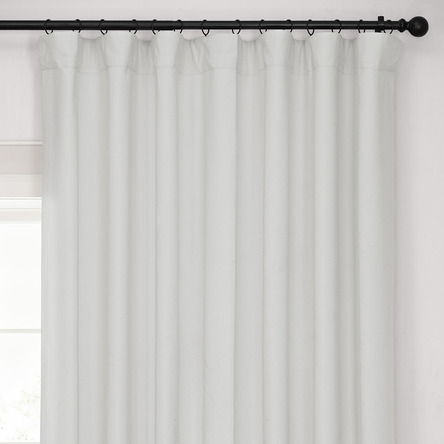 Off White Extra Wide Performance Linen Hotel Blackout Curtain