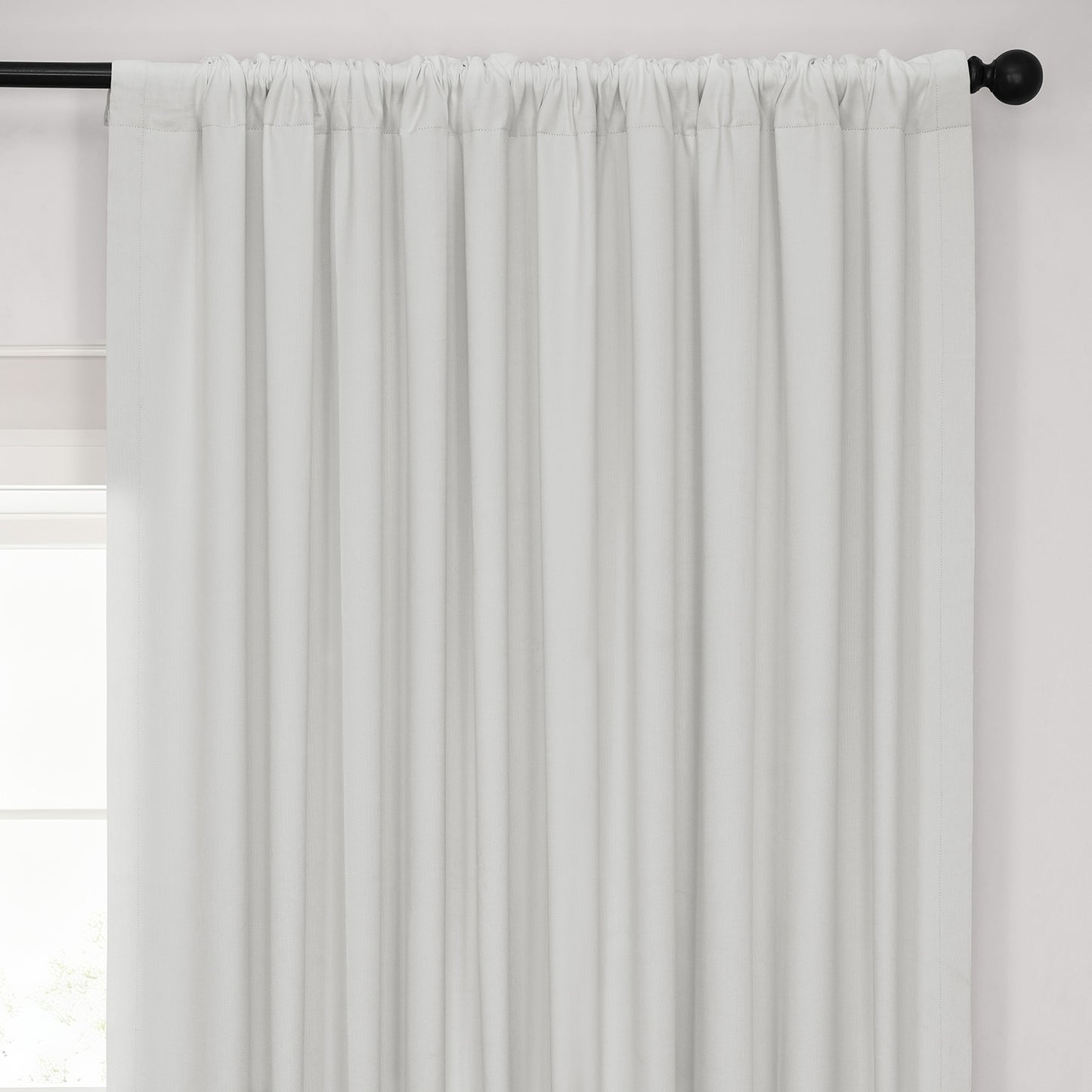 Off White Extra Wide Performance Linen Hotel Blackout Curtain