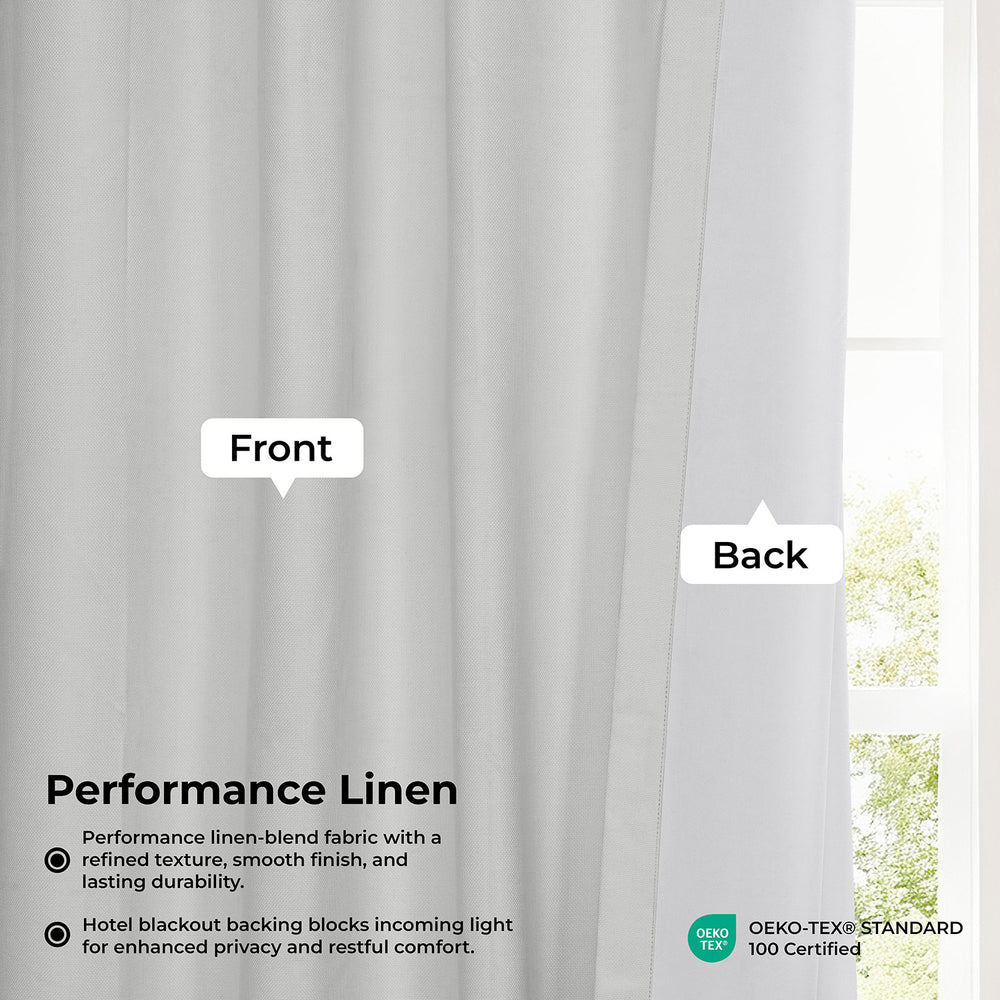 Off White Pinch Pleat Performance Linen Hotel Blackout Curtain