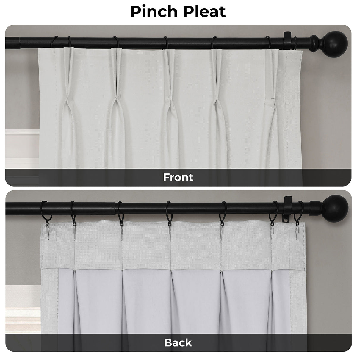 Off White Pinch Pleat Performance Linen Hotel Blackout Curtain