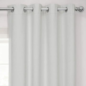 Off White Grommet Performance Linen Hotel Blackout Curtain