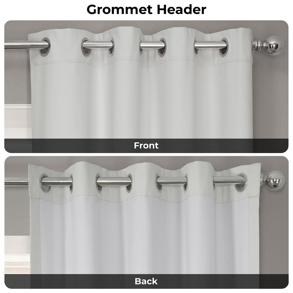 Off White Grommet Performance Linen Hotel Blackout Curtain