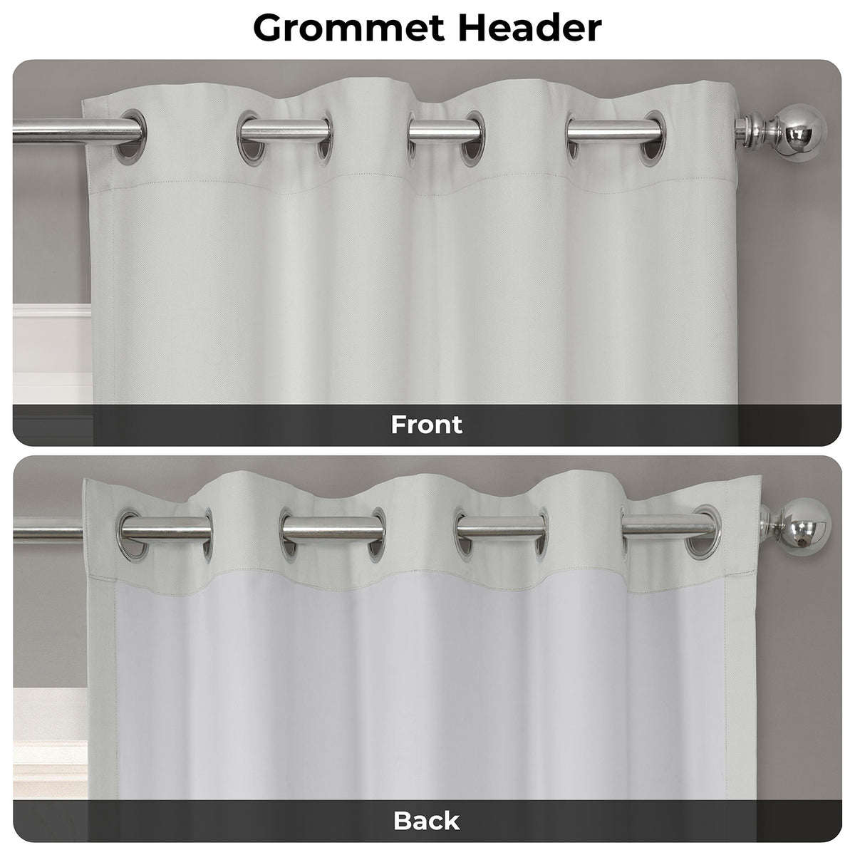 Off White Grommet Performance Linen Hotel Blackout Curtain