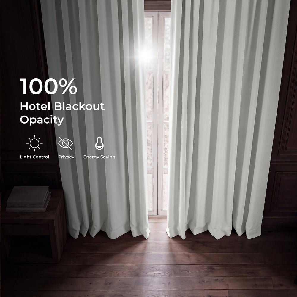 Off White Grommet Performance Linen Hotel Blackout Curtain