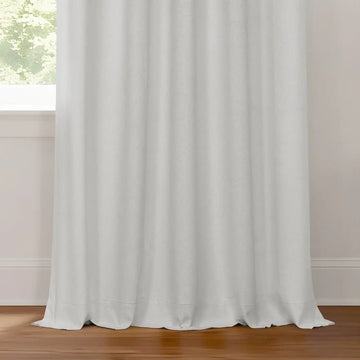 Off White Pinch Pleat Performance Linen Hotel Blackout Curtain
