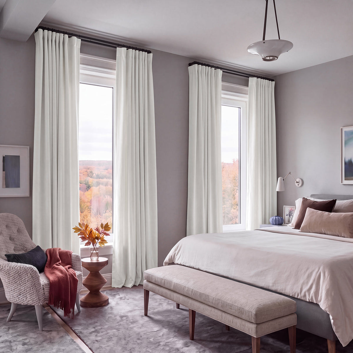 Off White Performance Linen Hotel Blackout Curtain
