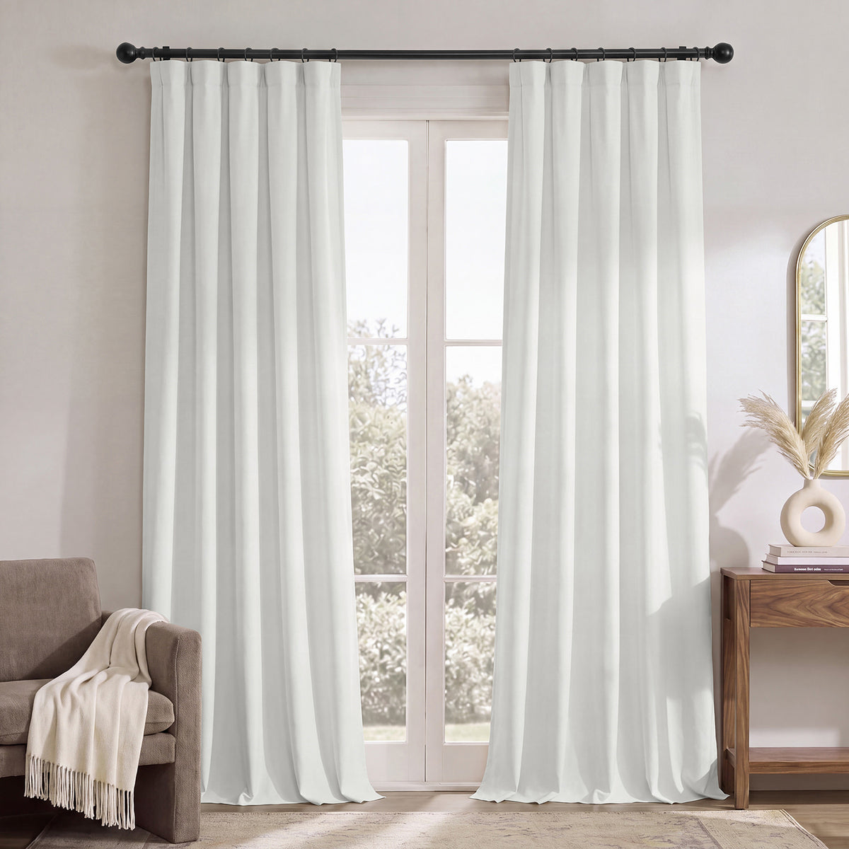 Off White Performance Linen Hotel Blackout Curtain