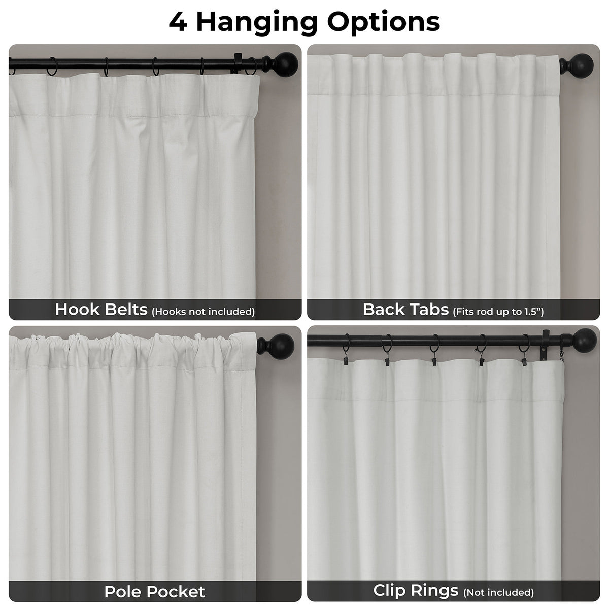 Off White Performance Linen Hotel Blackout Curtain