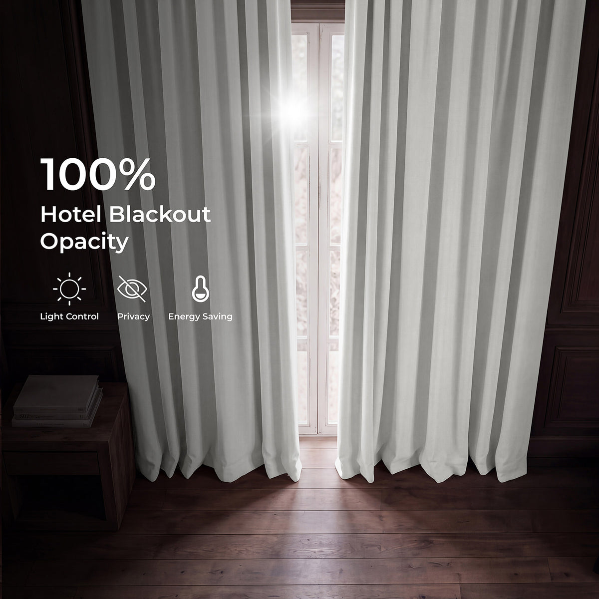 Off White Performance Linen Hotel Blackout Curtain