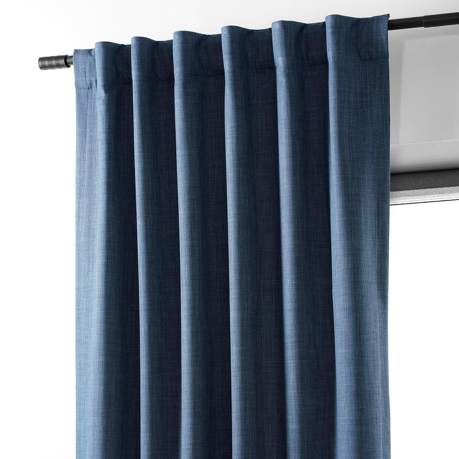 Dark Blue Performance Linen Hotel Blackout Curtain - HalfPriceDrapes.com
