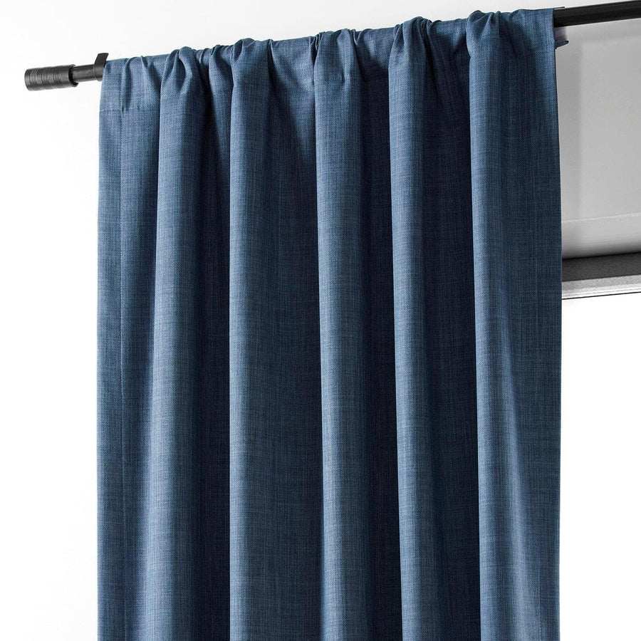 Dark Blue Performance Linen Hotel Blackout Curtain - HalfPriceDrapes.com