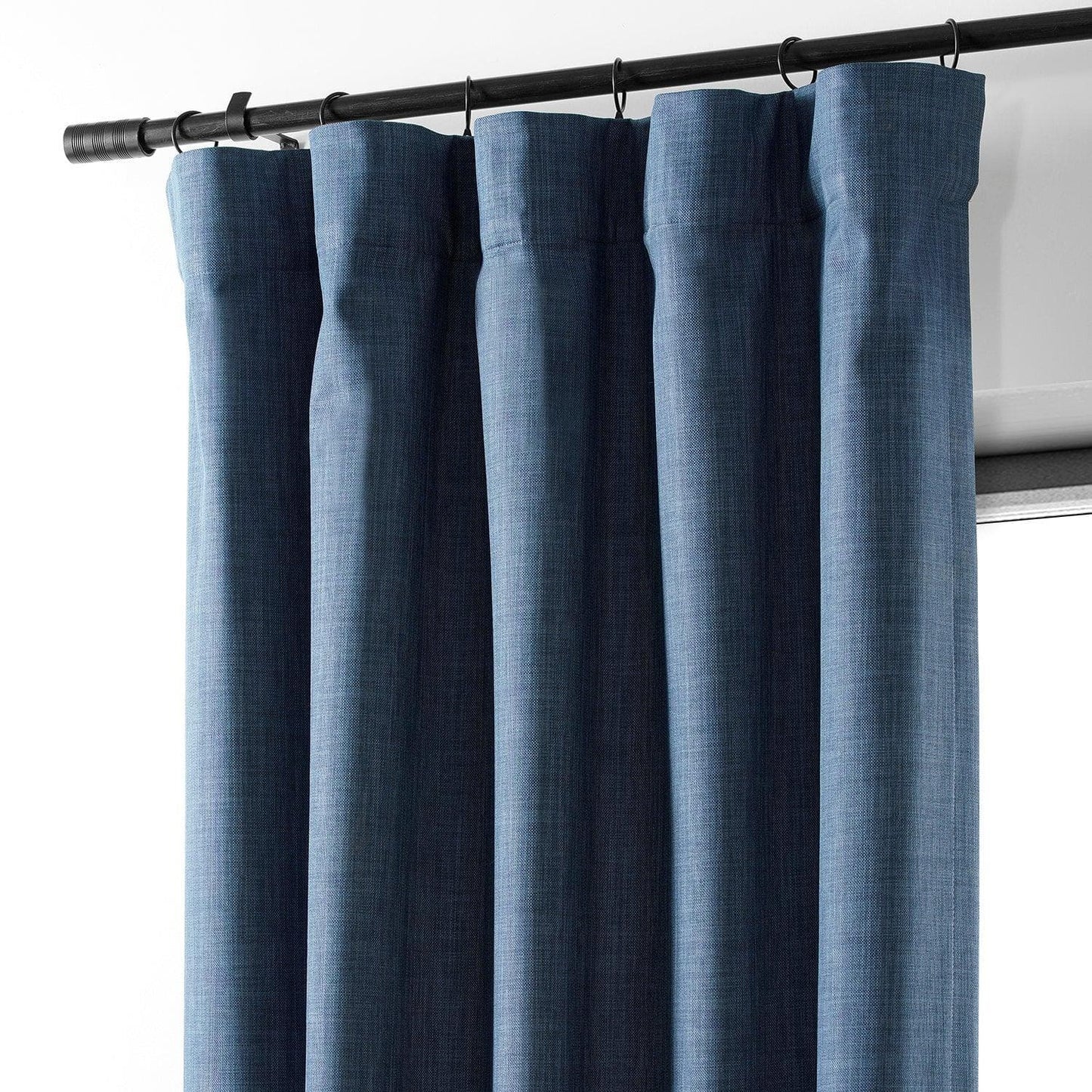 Dark Blue Performance Linen Hotel Blackout Curtain - HalfPriceDrapes.com
