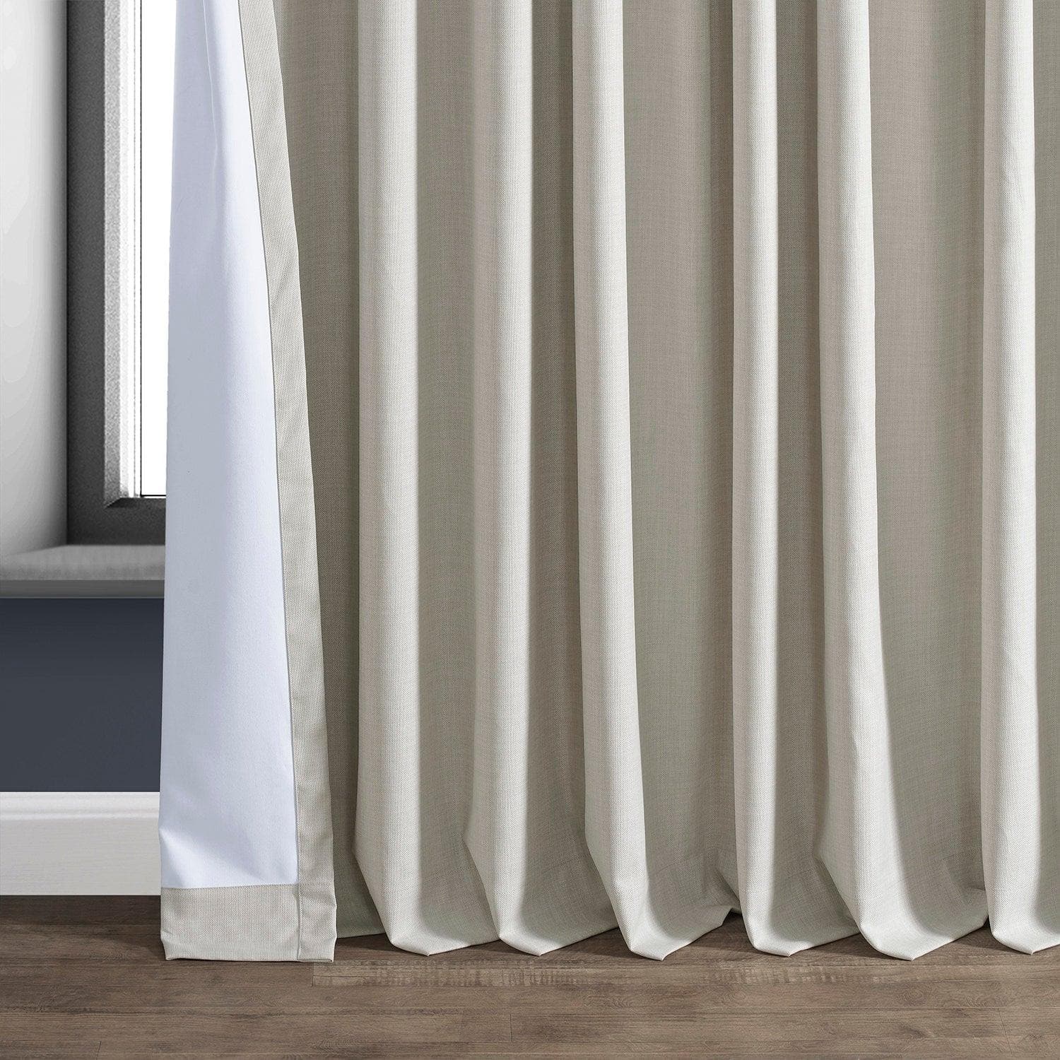 Warm White Extra Wide Performance Linen Hotel Blackout Curtain - HalfPriceDrapes.com