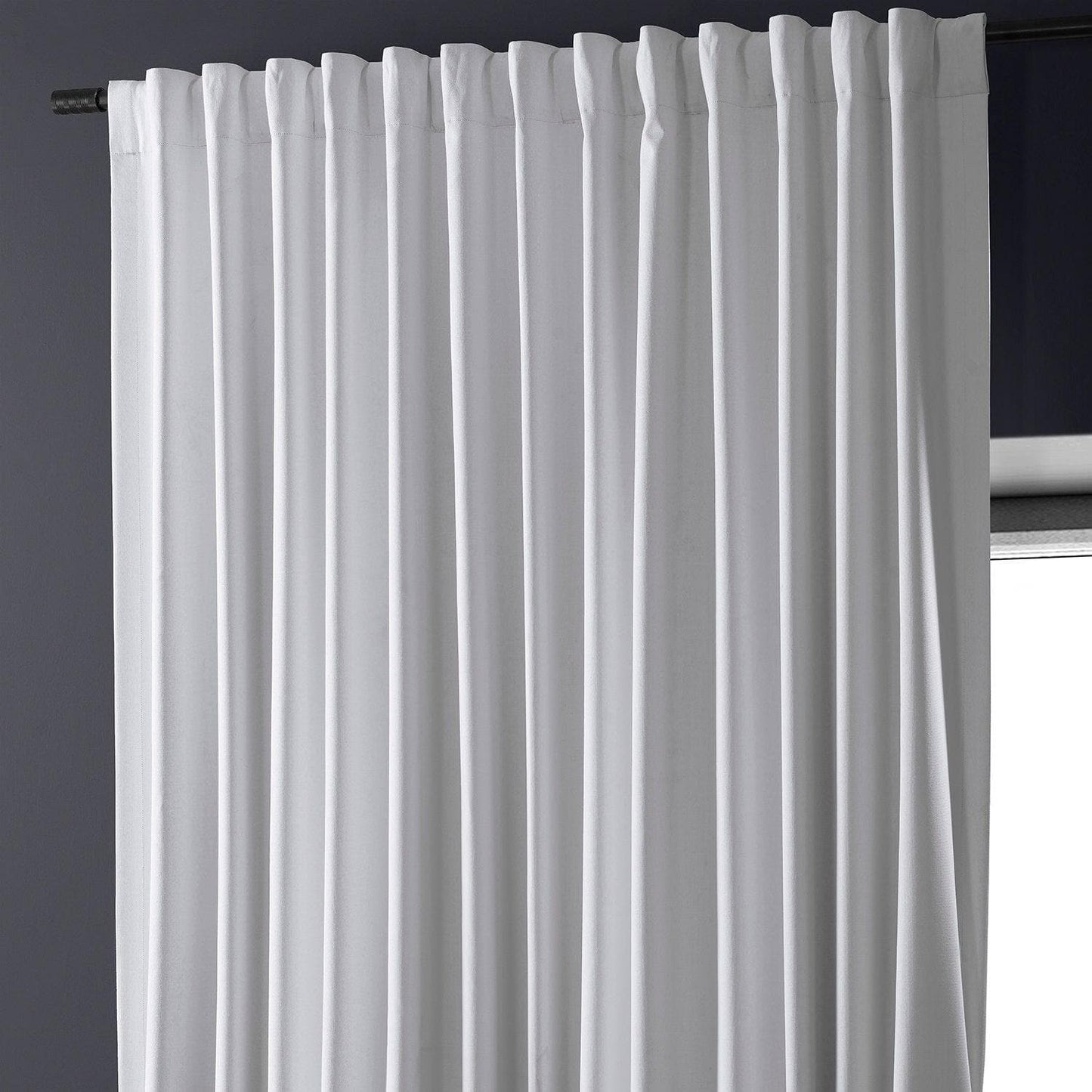White Extra Wide Performance Linen Hotel Blackout Curtain - HalfPriceDrapes.com