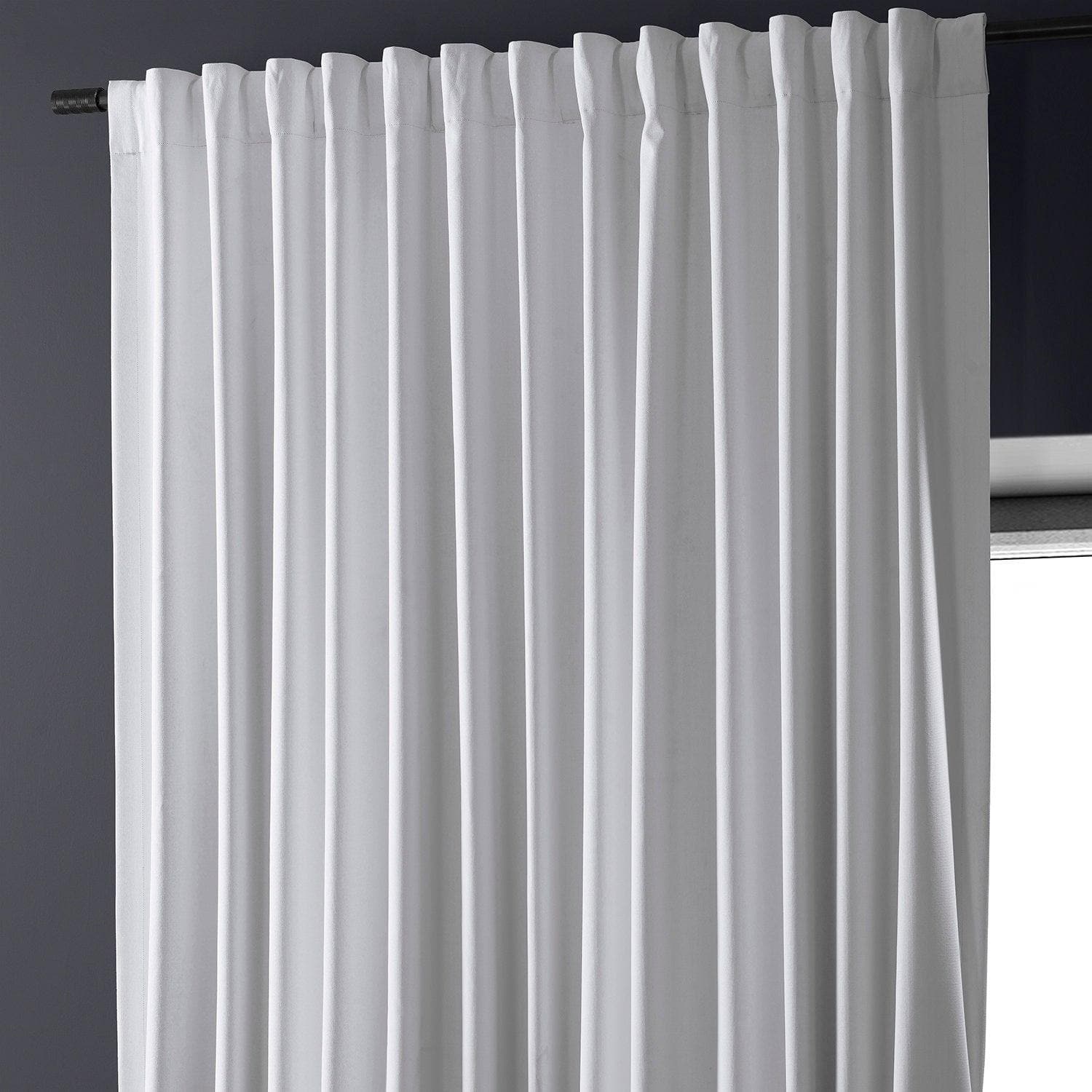 White Extra Wide Performance Linen Hotel Blackout Curtain - HalfPriceDrapes.com
