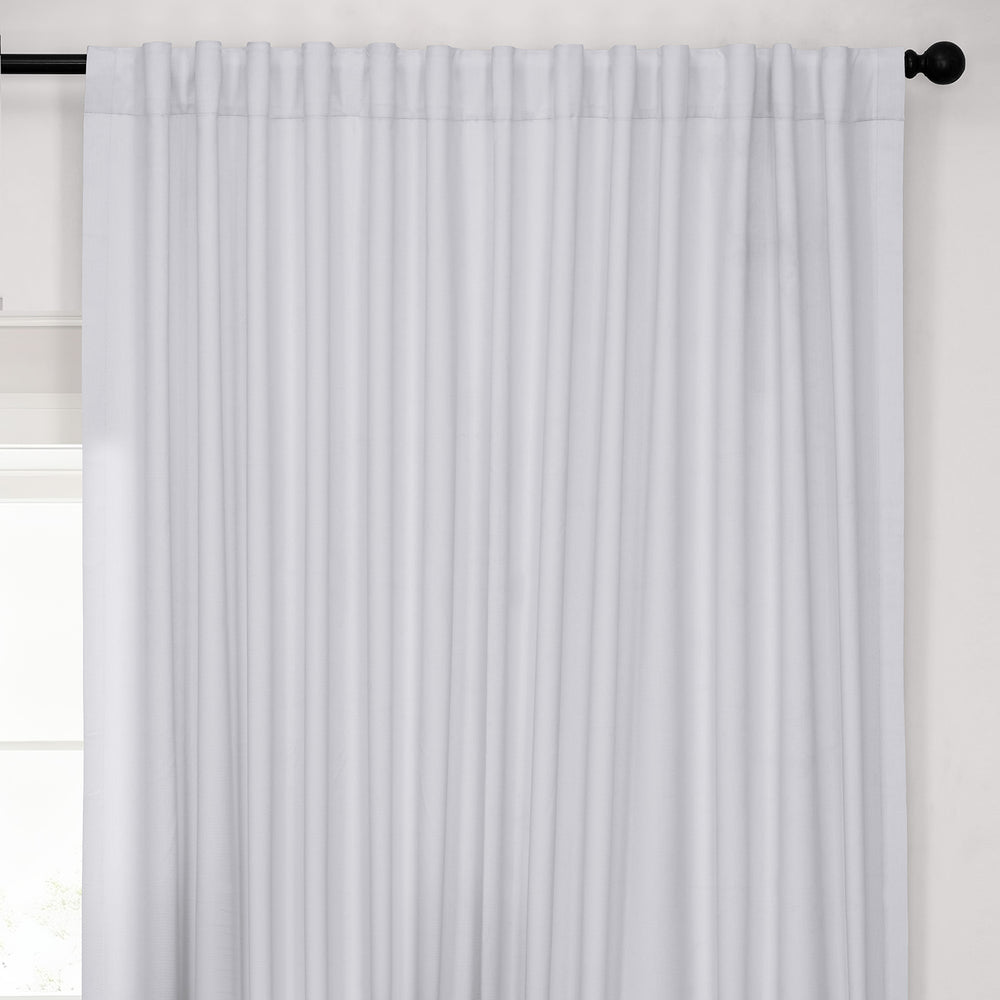 White Extra Wide Performance Linen Hotel Blackout Curtain