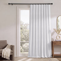 White Extra Wide Performance Linen Hotel Blackout Curtain