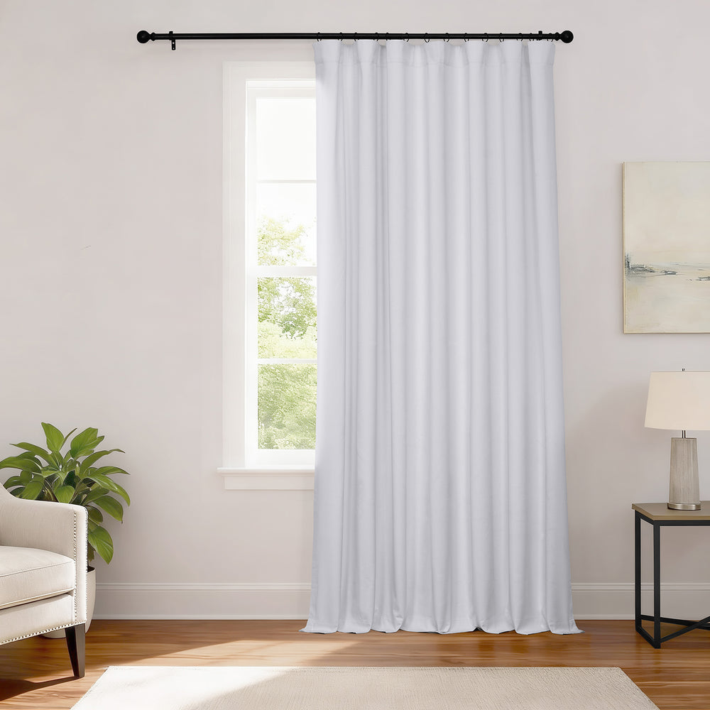 White Extra Wide Performance Linen Hotel Blackout Curtain