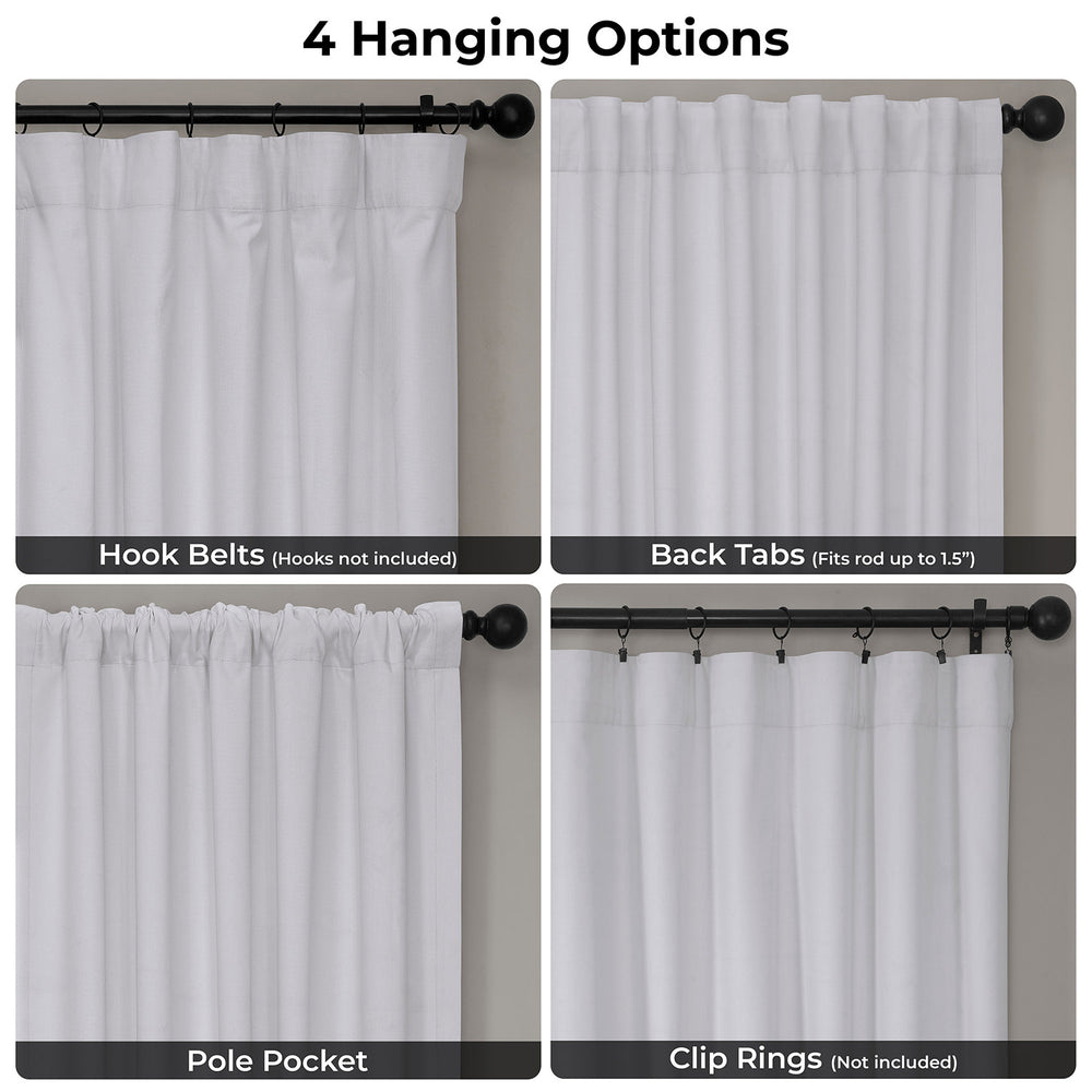 White Extra Wide Performance Linen Hotel Blackout Curtain