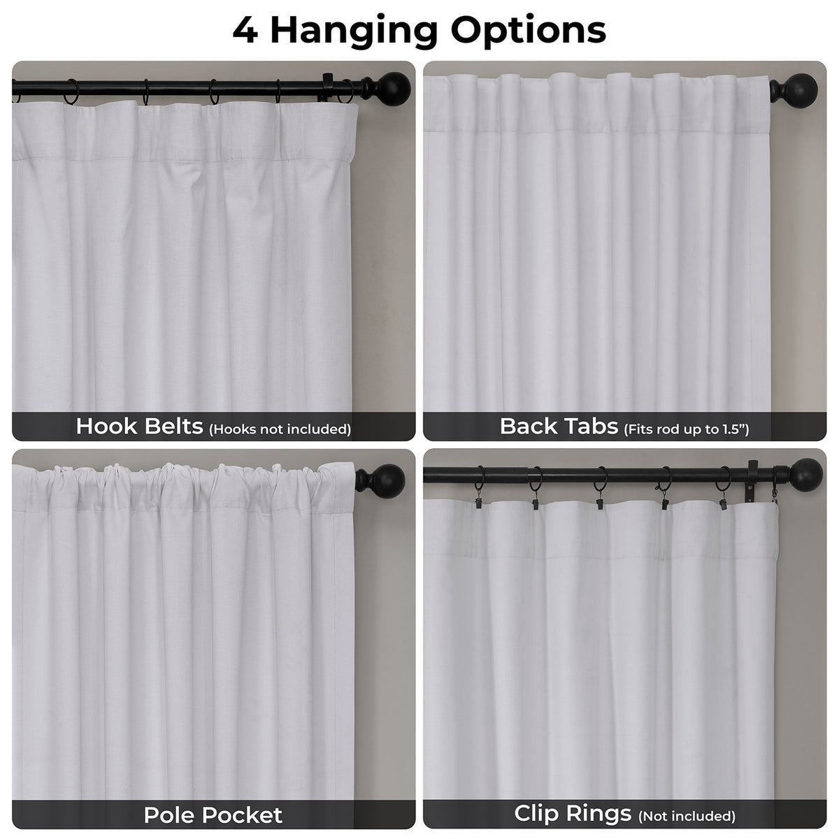 White Extra Wide Performance Linen Hotel Blackout Curtain