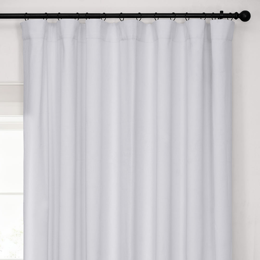 White Extra Wide Performance Linen Hotel Blackout Curtain