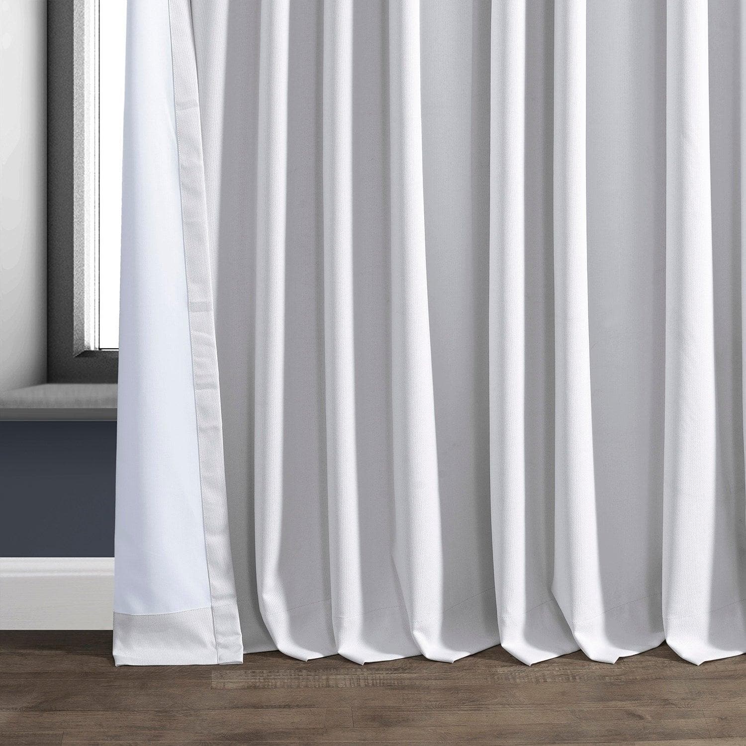 White Extra Wide Performance Linen Hotel Blackout Curtain - HalfPriceDrapes.com